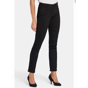 NYDJ Sheri Slim Ankle Jeans Straight Leg Mid Rise Black Size 10 Petite